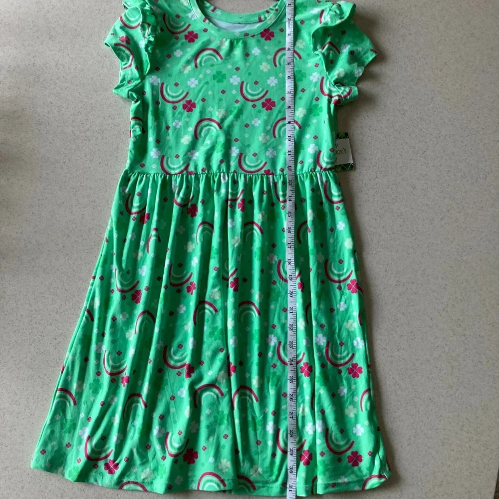 Girls Shamrock Rainbow Dress Size 10/12 NEW